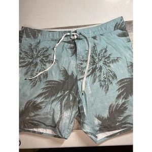 RVCA Boardshorts Swim Trunks Men's Size 34 Blue Palm Tropical Vintage Brushed